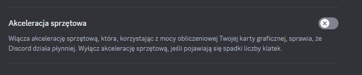 Wyłączona akceleracja sprzętowa